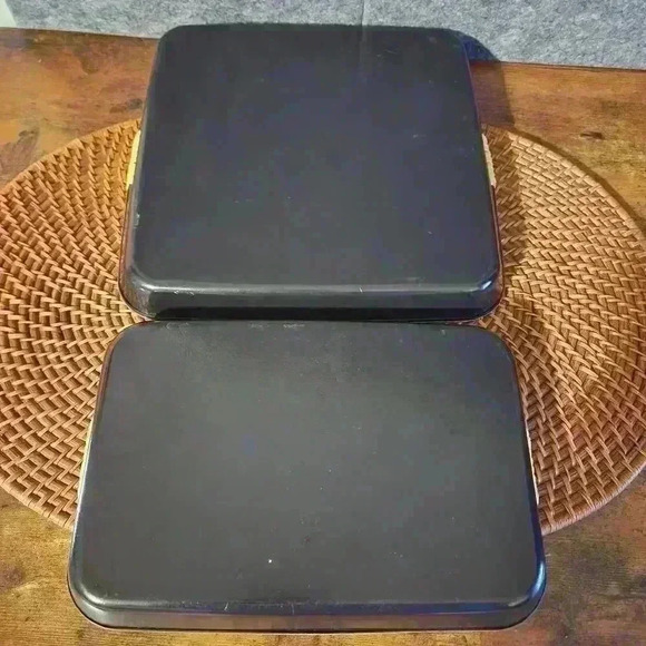 Lacquerware Serving Trays w/Handles Toyo Japan Black Vintage Serveware - Picture 7 of 8